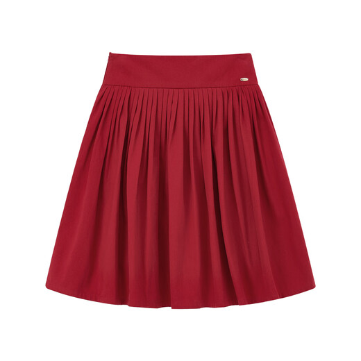 ELLE KIDS Children's Clothing Wide Waist Pleated Umbrella Skirt Girls Winter New French A-line Profile Horse Year Red Half Skirt New Year Red 165 (M)