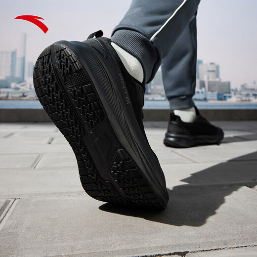 ANTA Shenxing 13丨Lightweight cushioning men's running training shoes winter new fitness sports shoes mesh basic black-1 46 (290mm)
