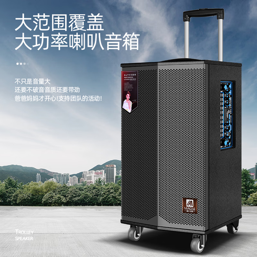 Manlong square dance audio high-power subwoofer wireless microphone Bluetooth high volume with live broadcast professional sound card internal recording mobile performance trolley outdoor karaoke speaker K-415 audio (15-inch bass) dual microphones + gift package