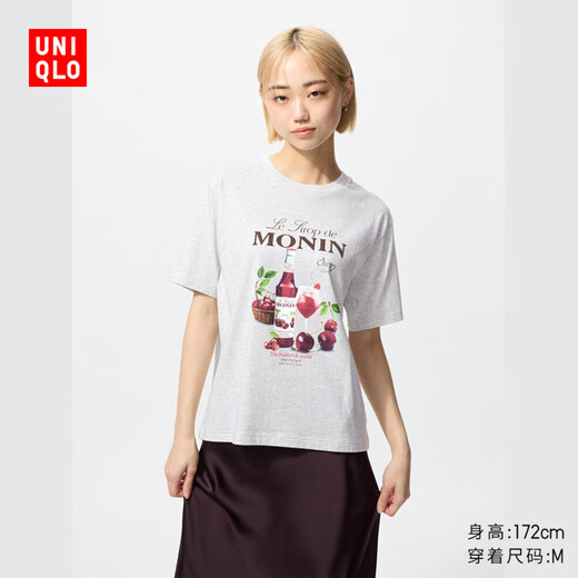 Uniqlo women's UT brand cooperation series printed short-sleeved T-shirt 480663 03 Gray S /155/80A