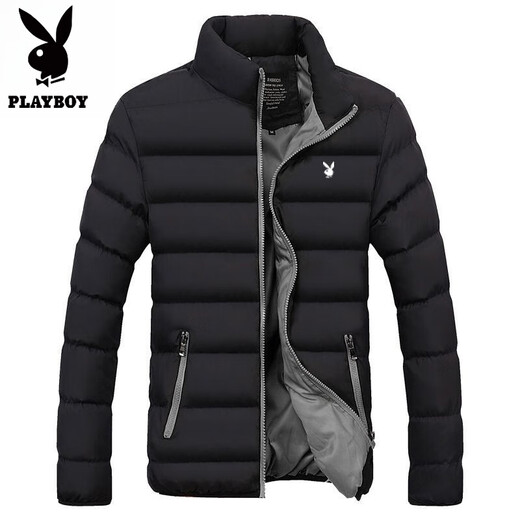 Playboy cotton coat for men winter 2025 new style coat cotton coat thickened to keep warm and cold-proof casual loose youth men's cotton padded jacket 005-khaki (scarf included) L 100-115Jin Jin equals 0.5 kg