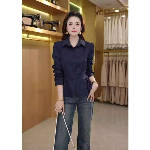 French Elegant Lapel Long Sleeve Shirt for Women 2025 Autumn New Style Ruffled Hem Pleated Western Style Slim Jacket White Collect and follow the store for priority delivery M Recommendation 105Jin Jin is equal to 0.5kg or less