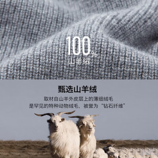 BESNOS Light Luxury Pure Cashmere Sweater Men's Thickened Winter Henley Neck Sweater Round Neck Casual Warm Knitted Bottoming Shirt Navy Blue XL (180)