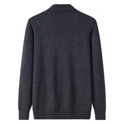 KING DEER middle-aged and elderly men's cashmere sweater solid color cardigan pocket large size dad knitted cardigan grandpa loose warm sweater navy blue XL 180 yards 145-165 Jin Jin equals 0.5 kg
