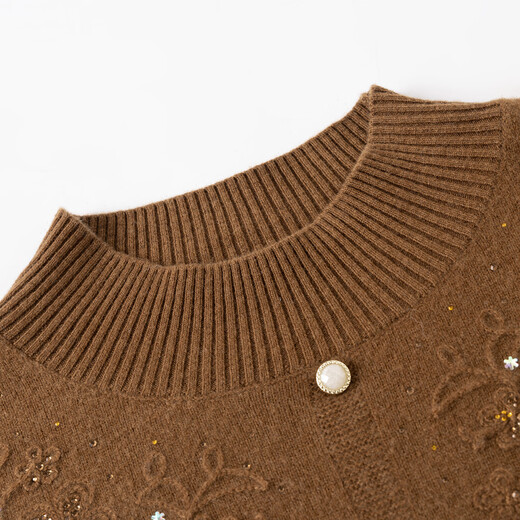 Jintu 100% pure wool sweater women's half turtleneck knitted bottoming sweater 2025 new autumn and winter style mother's inner top Shangqing 100% pure wool M recommended 90-105Jin Jin equals 0.5 kg