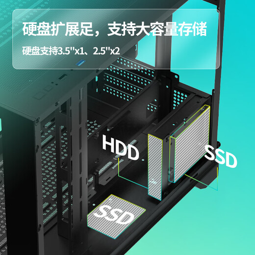 Châssis Great Wall Neptune H3 Black Sea View (carte mère M-ATX/verre double face/carte mère montée à l'arrière/360 positions de refroidissement par eau/9 positions de ventilateur/panneaux latéraux amovibles/carte graphique 5090)