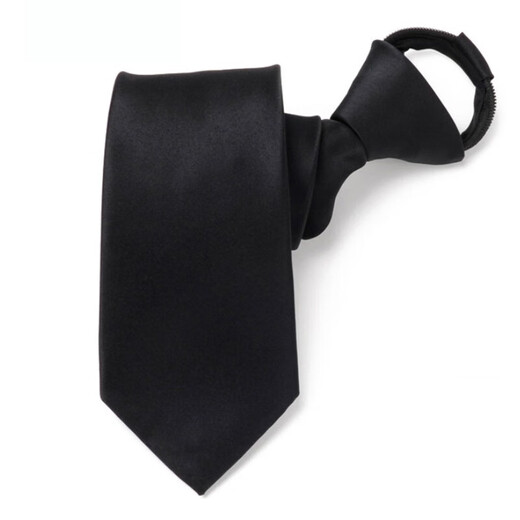 Shuye tie for men, knot-free zipper, easy-to-pull workplace tie, business suit, wedding groom, best man, lazy man, knot-free tie, glossy black