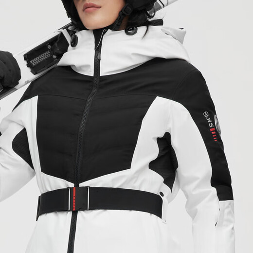 BOSIDENG Gänsedaunen-Skijacke für Damen, Skifahren, winddicht, atmungsaktiv, verstellbare Kapuze, Daunenjacke zum Warmhalten, Cloud White 8211 S 160_84A