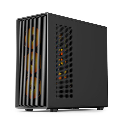 航嘉G63战戟 侧透玻璃机箱 M-ATX主板/长显卡/360水冷 G63mini台式机电脑主机机箱/卡扣式玻璃 G63MAX黑+6个ARGB风扇（四正二反）