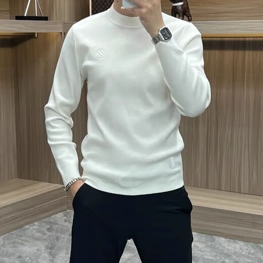 JOEONE European station autumn and winter mid-collar German velvet sweatshirt men's trendy slim inner warm long-sleeved shirt half-collar bottoming shirt black M