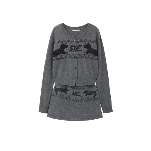 RE VAN Rui Fan new designer style dark gray Fair Isle woolen suit RL92401156 dark gray (flower) L /40