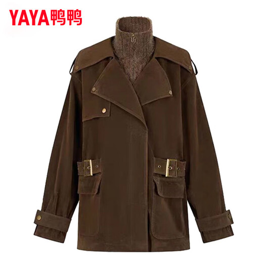 Duck Down Jacket Women's Mid-Length 2025 Winter New Style Stitching Thickened Stand-up Collar Windbreaker Silhouette Waist Warm Jacket SY Khaki S