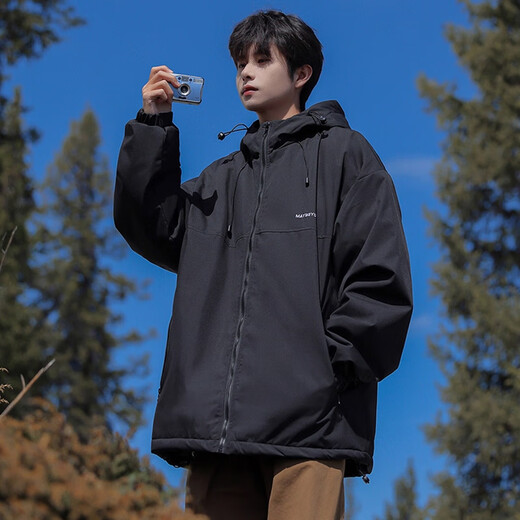 Woodpecker cotton coat men's American mountain style functional assault autumn and winter thickened velvet three-proof loose hooded cotton coat jacket for men light khaki XL (recommended 140-165 Jin Jin equals 0.5 kg)