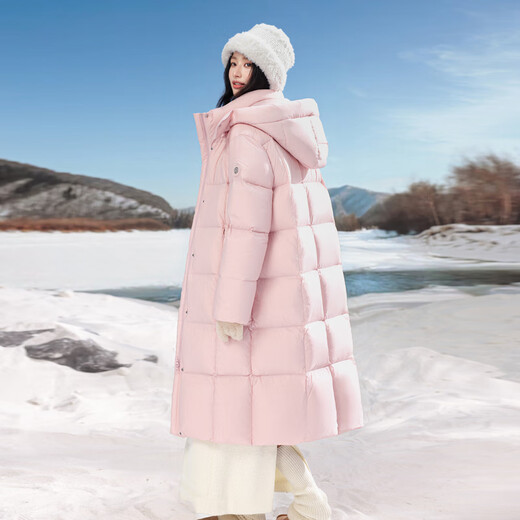 Flying in the Snow Cloud Velvet Series 2025 New Goose Down High Fill Down Jacket Long Puff 7-Gate Down Jacket Salmon Pink|1920 L/170/92A