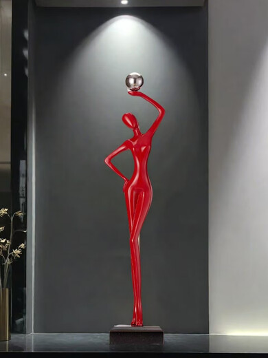 ZOCI入户玄关摆件竖高人物雕塑入户玄关细高装饰人物壁龛瘦长客厅旁 宝石红号83高