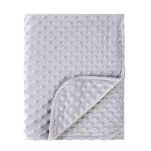 Newborn Bean Velvet Soothing Blanket Baby Double-layered Edged Pressed Foam Blanket Baby Cover Blanket Solid Color Quilt B146-White 80*100CM