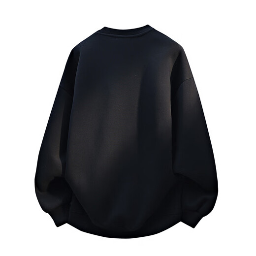 Homlean solid color simple sweatshirt men's spring design loose and versatile casual long-sleeved top bottoming shirt HWY50 black 2XL