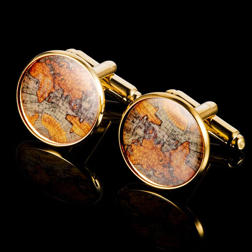 Suit cufflinks retro sheepskin map gold-plated copper cufflinks men's French shirt cuff buttons formal wear versatile purchasing agent gold 18mm