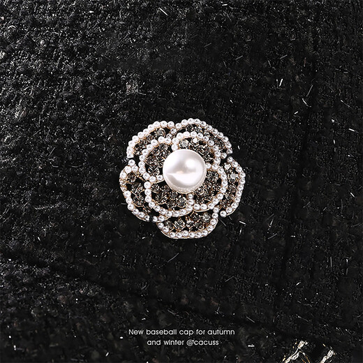 Special Autumn and Winter Small Fragrant Style Baseball Cap for Women Elegant, Fashionable and Versatile Cap, Casual and Versatile, Showing Face Small BQ230737 Black M(57-59cm