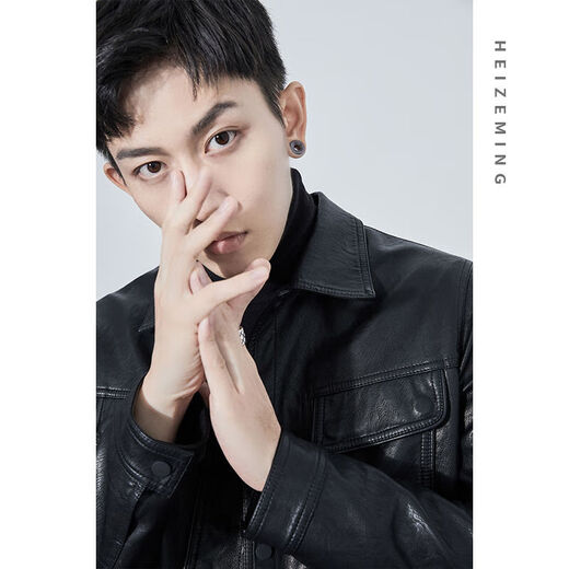 Men's Retro Leather Jacket 2025 Spring and Autumn New Korean Style Leather Jacket PU Leather Simulated Leather Motorcycle Jacket Casual Trend Black No Velvet 3XL 3XL Recommended Size 145-160Jin Jin is equal to 0.5 kg