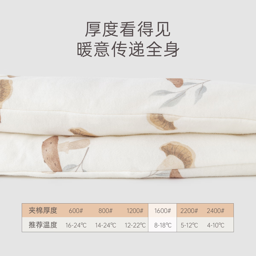 Guiqi Bear autumn and winter children's quilted split-leg sleeping bag warm and thickened baby one-piece pajamas infant anti-kicking quilt Milky White Mushroom Paradise 82*36CM (M)