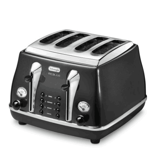 Y&ODelonghi/Delonghi Toaster 4-piece Toaster Fully Automatic Toaster Heating Breakfast Machine Metal Black 4-piece