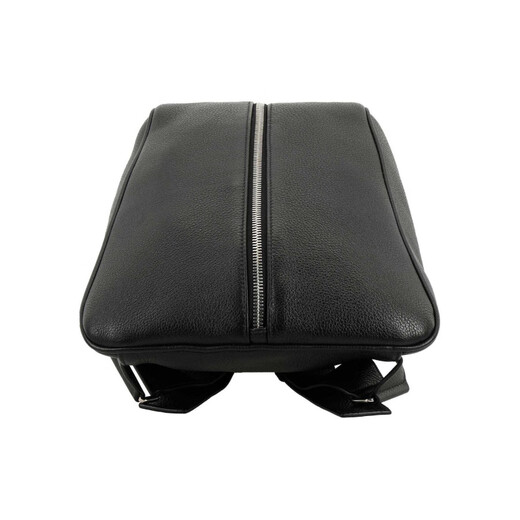 PRADA enameled metal triangle logo zipper design leather backpack regular men's black gift bag (basic + original handbag)