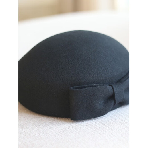 Hanqing mid-summer, autumn and winter woolen woolen bow, retro beret, painter hat, fashion felt hat for women traveling and shopping, white XXS adjustable