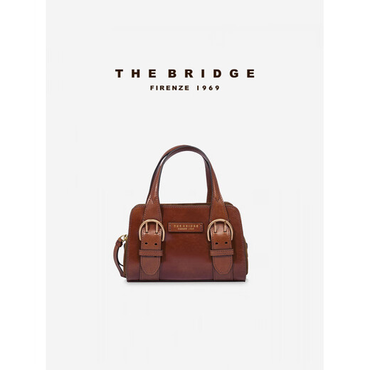 THE BRIDGE/Bridge handmade cowhide women's all-match handbag bowling bag berry red