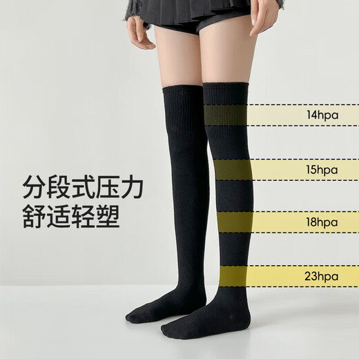 LDVEP German brand varicose veins elastic socks strong segmented pressure socks over the knee for pregnant women medical care can be used for wear-resistant wool over the knee socks black + black 2 pairs one size fits all segmented pressure/5A