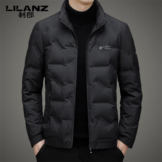 LILANZ Italian men's down jacket 2025 new autumn and winter stand-up collar short white duck down jacket for young and middle-aged people to keep warm black M 170 Recommended 90Jin Jin is equal to 0.5kg -120Jin Jin is equal to 0.5kg