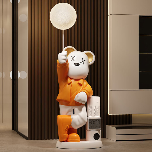 Bingshimei light luxury violent bear ornaments living room TV cabinet sofa large floor-standing decoration piggy bank new home gift violent bear orange electronic watch + Xiaoai speaker + moon lamp