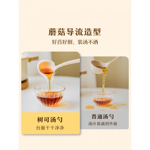 Shuke mushroom soup spoon household silicone large food-grade high temperature resistant rice porridge long handle large spoon porridge spoon two-color mushroom soup spoon_(dishwasher safe)