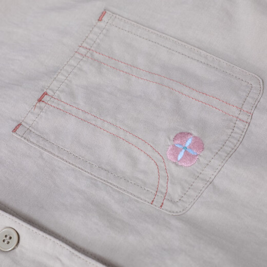 MOVEUP Shopping Mall Same Style 2026 Spring New Patch Pocket Embroidered Contrast Line Short Shirt for Women Khaki XS