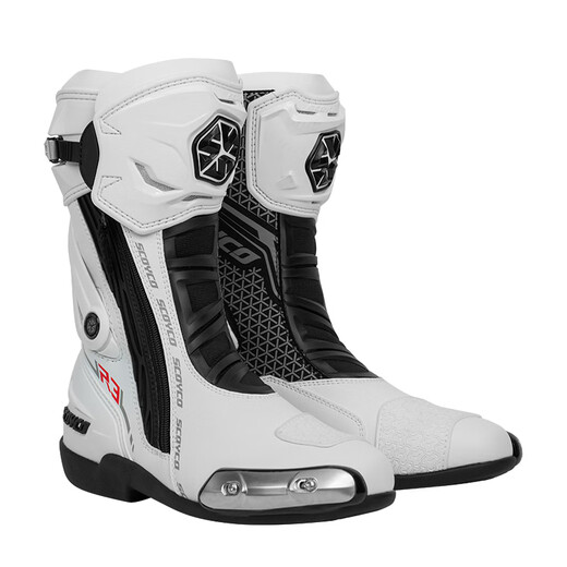 Saiyu Street Running Cycling Boots Motorcycle Anti-fall Shoes Female Rider Competition Road Racing Shoes Men's Four Seasons Competition Boots MR003 Haoyue White Men's New Product 44