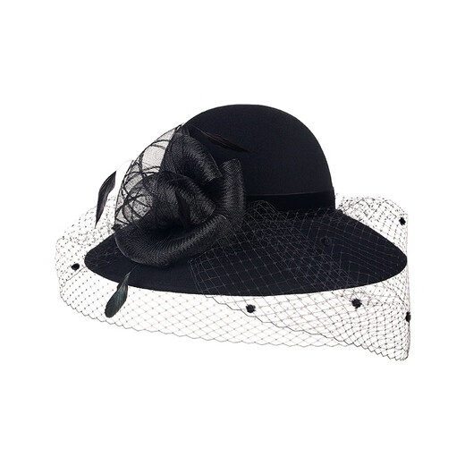 EE Invierno Moda británica Sombrero de fieltro de lana para mujer Sombrero de lana de ala grande de malla informal versátil de invierno 5050 Borgoña ajustable (53-58 cm)