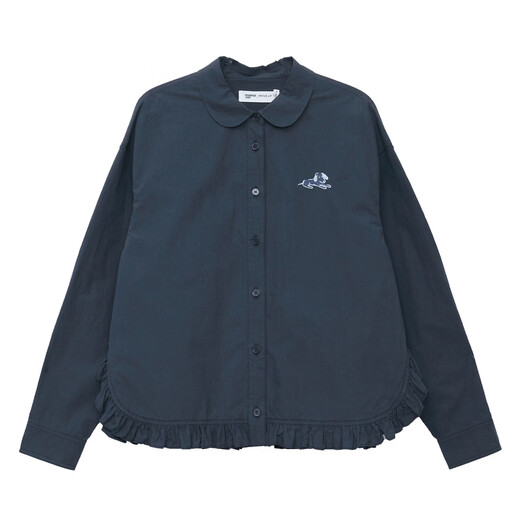 MOVEUP 2026 Spring New Style.FUN Series Lace Small Embroidery Design Commuting Short Shirt Women's Off-White M