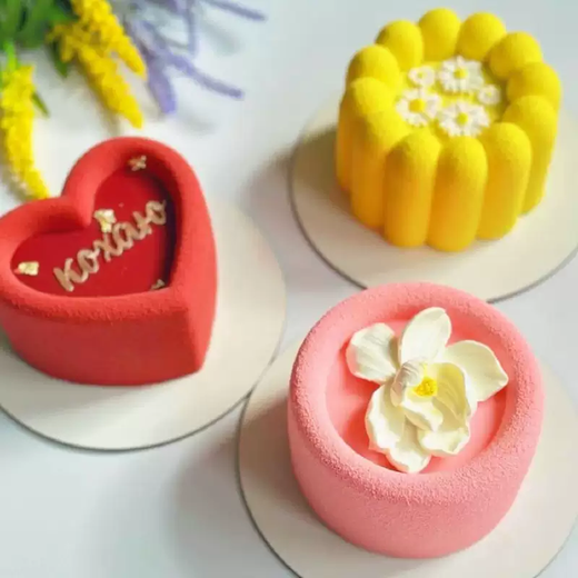 Yusenyi Food Grade Silicone Mousse Cake Mold 6-Connection Grooved Love Star Shaped Horseshoe Thousand-feuille Cake Special Steaming Mold 6-Connect Concave Love Silicone Mold 6-Connect Concave Love Silicone Mold 6g