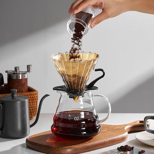 Kaooseen German fan-shaped coffee filter paper disposable hand-drew drip filter paper coffee powder hanging ear filter cup special filter 50 V-shaped small bags (imported raw pulp)