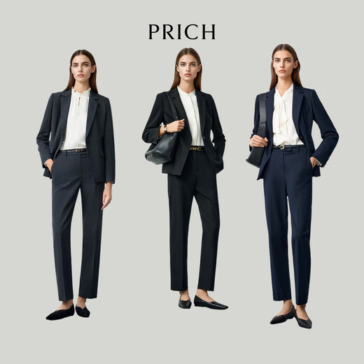 PRICH Zero Dyeing Simple Intelligent Temperament Flat Lapel Suit Spring Commuting Jacket Women 59 Navy Suit M 165
