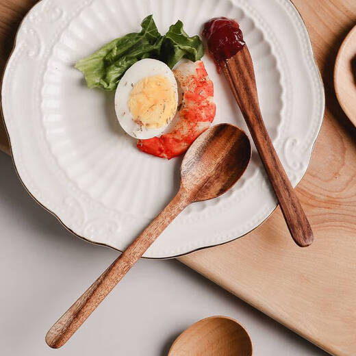 Sanqihu Japanese handmade spoon long handle solid wood eating spoon Japanese tableware beech spoon honey spoon teak-short spoon 164.8cm