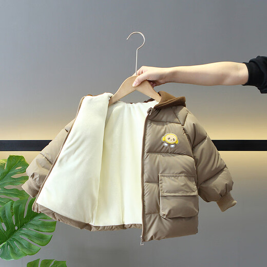 BALA is suitable for baby cotton-padded clothes in winter with velvet and thickening 2024 new boys' down-padded clothes and children's thickened black 90cm