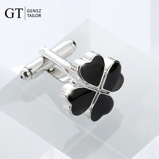 GENSZ GT GENSZ black four-leaf clover cuff buttons men's business shirt cuff links gift box black four-leaf clover