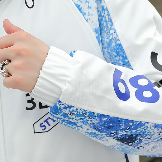 Mid-length jacket men's autumn and winter trendy brand youth velvet thickened jacket junior high school and high school student jacket off-white 4XL size 180-200Jin Jin is equal to 0.5 kg