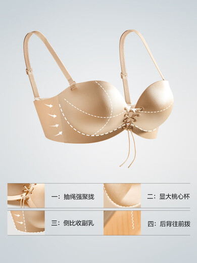 YOUKESHU strapless underwear women's push-up non-slip tube top seamless breast-retracting ballet style bra women's 2025 new model Mobeika One size fits all 70ABC Suitable for bottom circumference 68-72