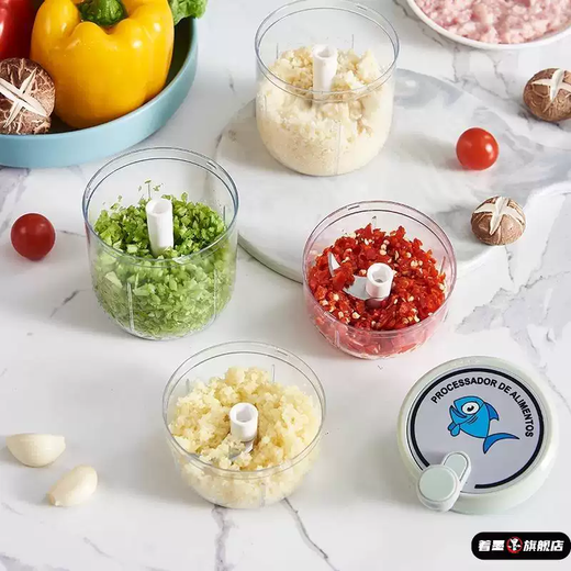 Yusenyi hand-operated garlic masher, manual garlic press, small garlic masher, garlic masher, garlic mincer, green carving (stainless steel boy) 400ml, three blades 400ml