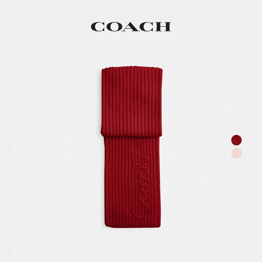 COACH new product women's COACH text pattern knitted scarf outdoor warm with wool red