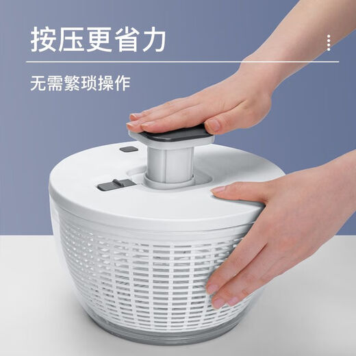 OXO push-type vegetable dehydrator dryer household salad spinner manual fruit and vegetable spinner rotating drain basket D985 6L large capacity upgraded push-type dehydrator