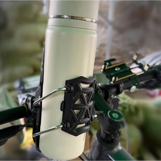 Yuanzu electric vehicle water cup holder, rider-specific motorcycle bumper, cruise water bottle cup holder, bicycle drink holder, obsidian black, automatic adjustment water cup holder with tools, punch-free guard bar, takeaway insulated water cup storage rack