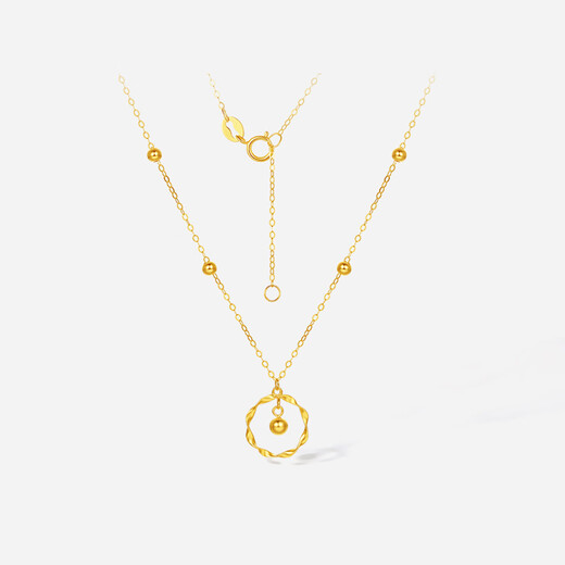 Saturday Fortune (ZLF) yellow 18K gold necklace female Möbius ring pendant as a holiday gift for girlfriend 0.8-1.1g 40+5cm (price adjustable)
